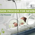Newborn receiving care inside NICU incubator at Sapling Hospital during NICU admission process.