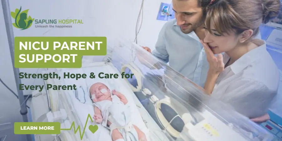 Parent holding newborn baby’s hand in NICU incubator showing emotional support and care during neonatal intensive care stay